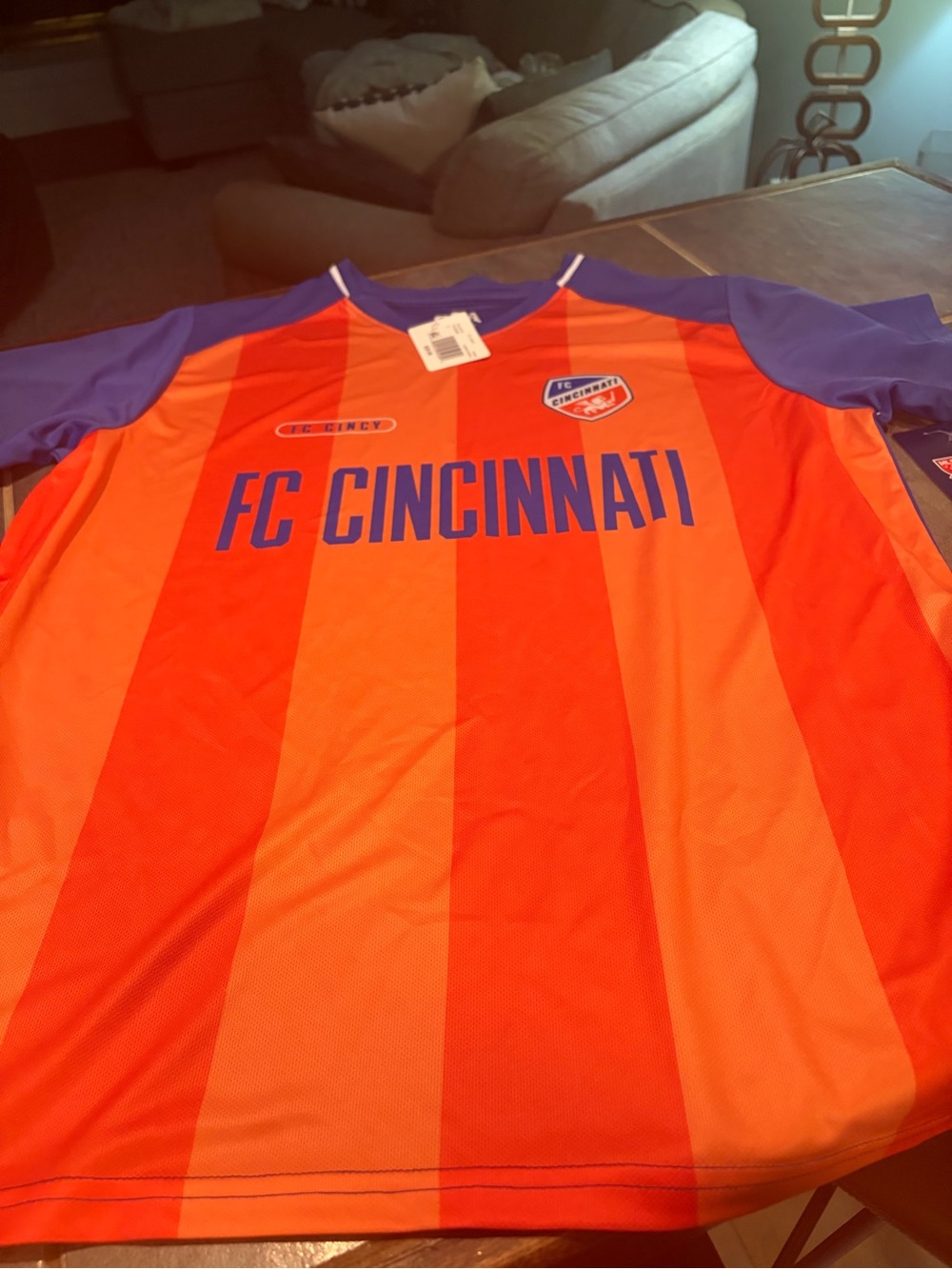 NWT FC Cincinnati Men's Orange and Blue Soccer Jersey- XL